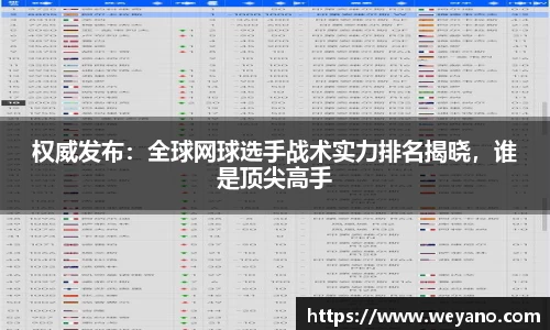 权威发布：全球网球选手战术实力排名揭晓，谁是顶尖高手